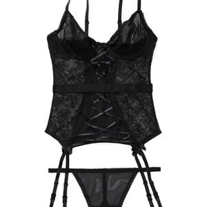 Adore Me Andra Black Unlined Lace Bustier, 38D/1X
